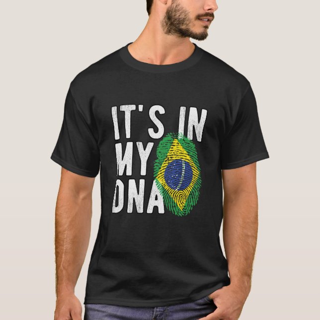 T-shirt It's in my DNA brazil Flag Fingerprints (Frente)