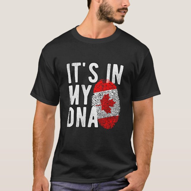 T-shirt It's in my DNA canada Flag Fingerprints (Frente)