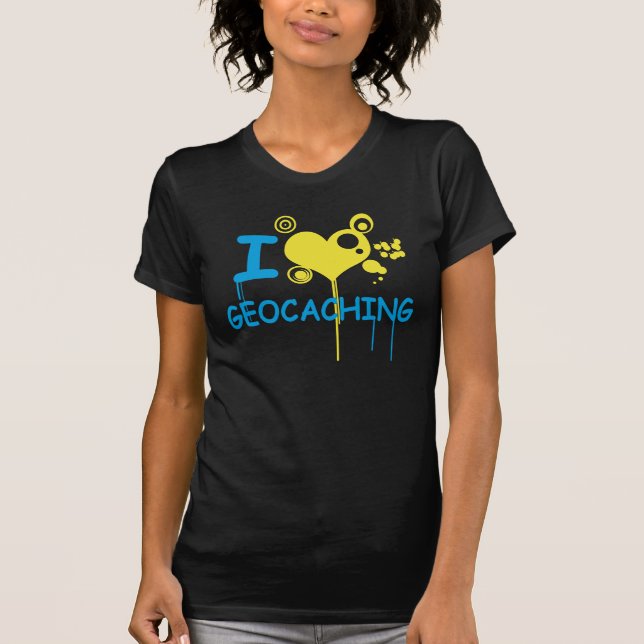T-shirt J love geocaching (Frente)
