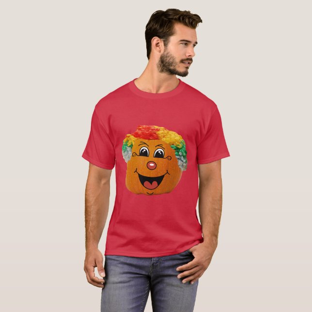 T-shirt Jack o' Lanterna Cabeça de Palhaço, Abóbora de Hal (Frente Completa)