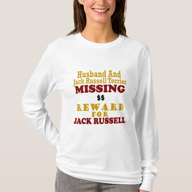 T-shirt Jack Russell Terrier & recompensa faltante do (Frente)