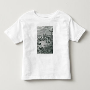 T-shirt Jacques Cartier que setting-up uma cruz em Gaspe