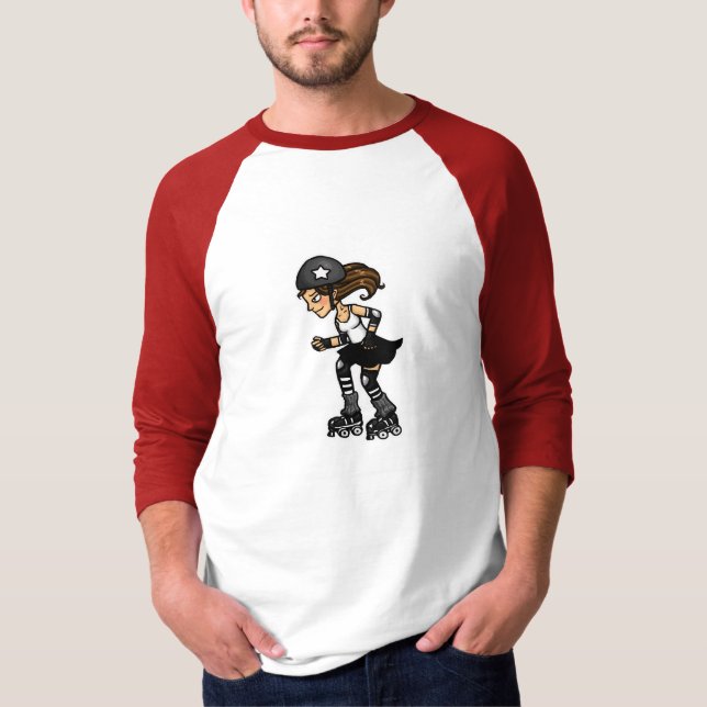 T-shirt Jammer de Derby do rolo preto e branco (Frente)