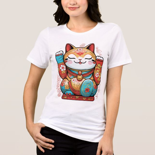  T-Shirt Japanese Lucky Cat (Maneki-neko) – Symbol (Frente)