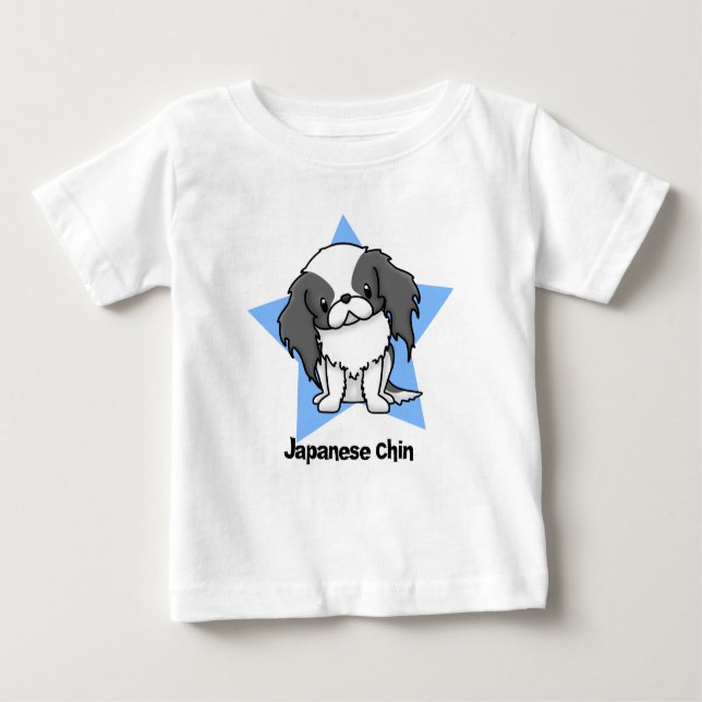 T-shirt Japonês Chin do preto da estrela de Kawaii (Frente)