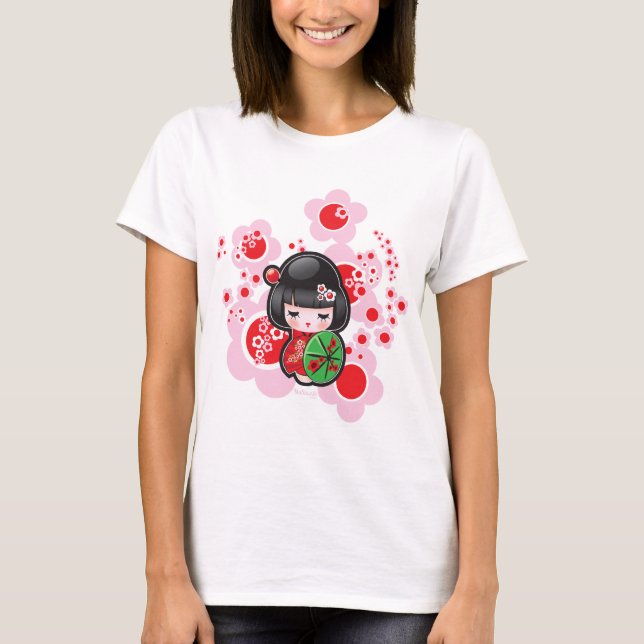 T-shirt japonês da boneca de Kawaii (Frente)