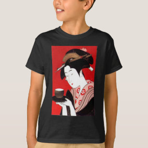 T-shirt Japonesa Lady Tea Servindo Cerimonia Art Impressão