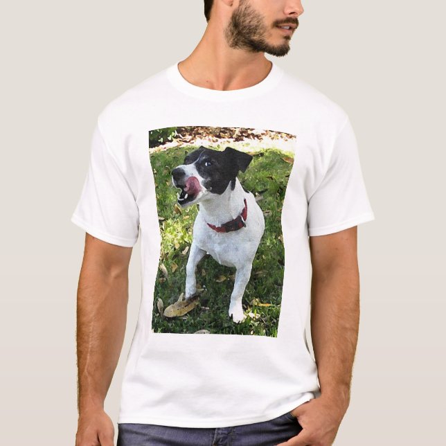 T-SHIRT JAQUE PRETO E BRANCO RUSSELL TERRIER (Frente)