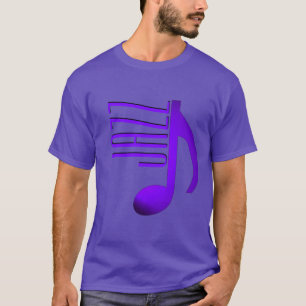 T-shirt Jazz Elegante Nota Musical Azul Roxo Fonte Fina