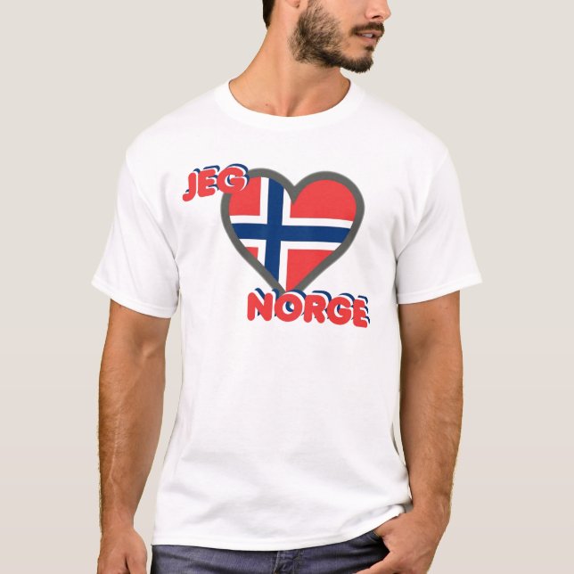 T-shirt Jeg Elsker Norge (amor Noruega de I) (Frente)