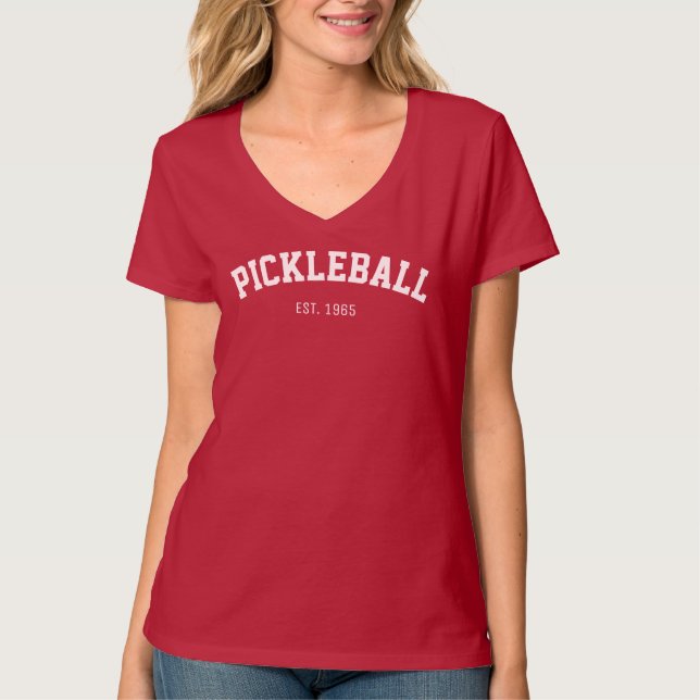 T-shirt Jérsei atlético do PICKLEBALL das mulheres (Frente)