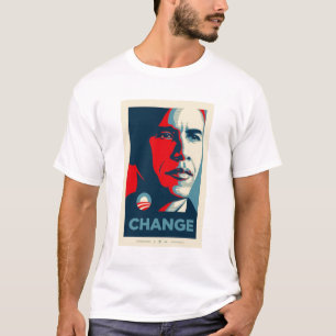 T-shirt jérsei preto e vermelho de obama