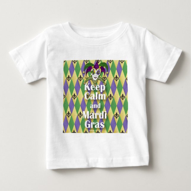 T-shirt Jester Mask Keep Calm e Mardi Gras (Frente)