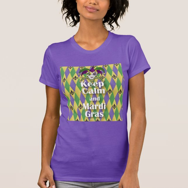T-shirt Jester Mask Keep Calm e Mardi Gras (Frente)