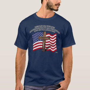 T-shirt Jesus e os Soldados Americanos cruz robusta US...