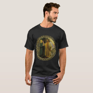 T-shirt Jesus em sua folha de ouro da porta com textura