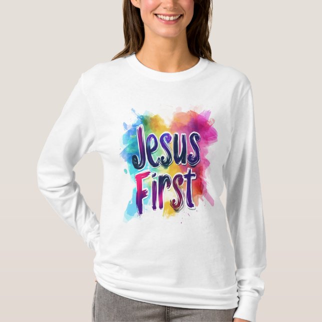 T-shirt "Jesus First" basique à manches longues (Frente)