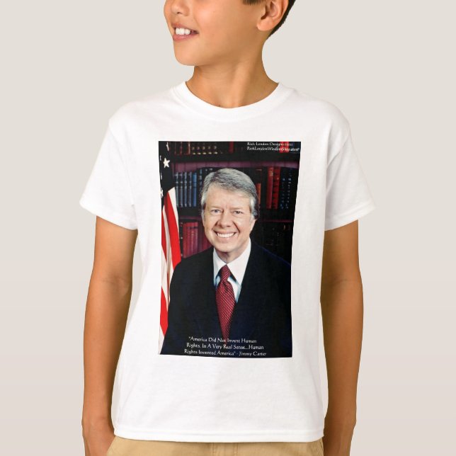 T-shirt Jimmy Carter "Human Rights" Citação Oferece Cartõe (Frente)