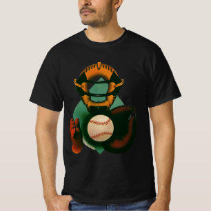 T-shirt Jogador de Beisebol Esportivo Vintage, Apanhador c