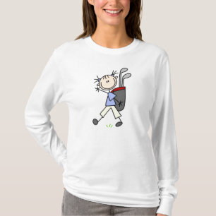 T-shirt Jogador de golfe da menina com saco e clubes