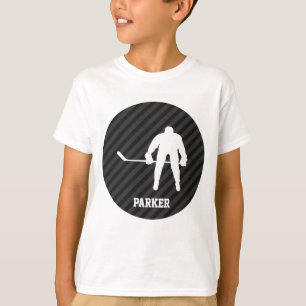 T-shirt Jogador de Hóquei; Cinzas Pretas e Escuras
