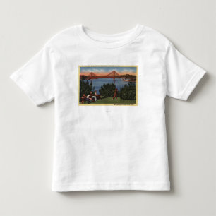 T-shirt Jogadores de golfe com golden gate bridge no fundo