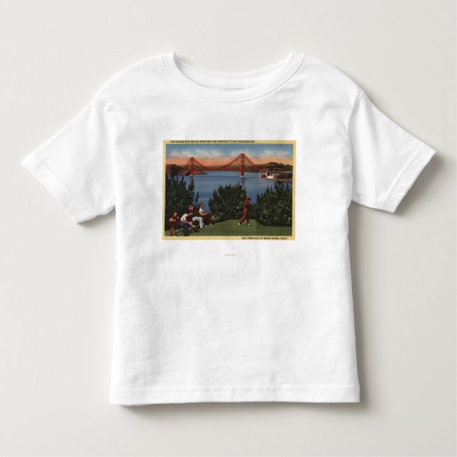 T-shirt Jogadores de golfe com golden gate bridge no fundo (Frente)