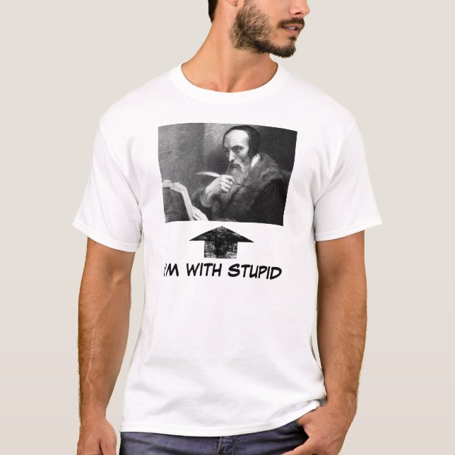 T-shirt john-calvin-com-book, widearrow, eu sou COM (Frente)