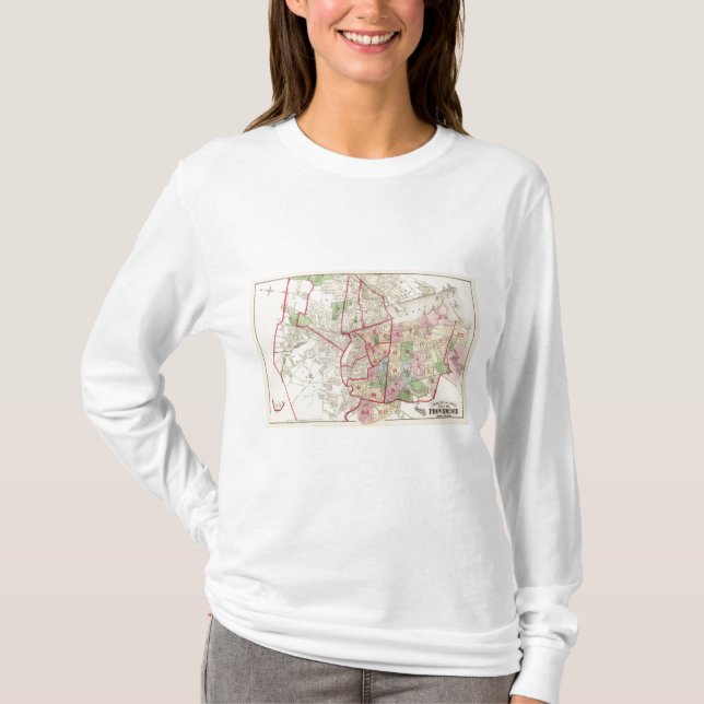 T-shirt Johnston Rhode - mapa da ilha (Frente)