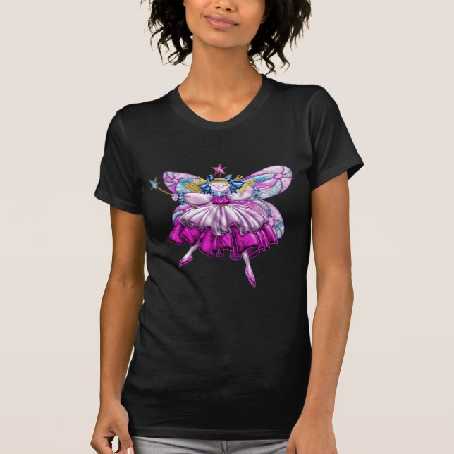 T-shirt Jóia feericamente do falso da ameixa cor-de-rosa (Frente)