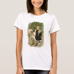 T-shirt Jovem criança e um cão grande (óleo em canvas)