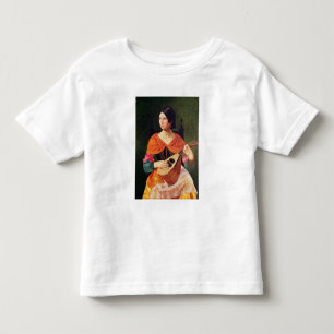 T-shirt Jovem Mulher com Mandolin, 1845-47