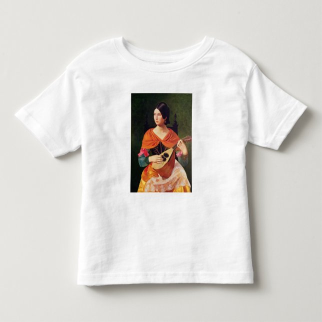 T-shirt Jovem Mulher com Mandolin, 1845-47 (Frente)