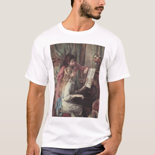 T-shirt Jovens Garotas no Piano por Pierre Renoir (Frente)