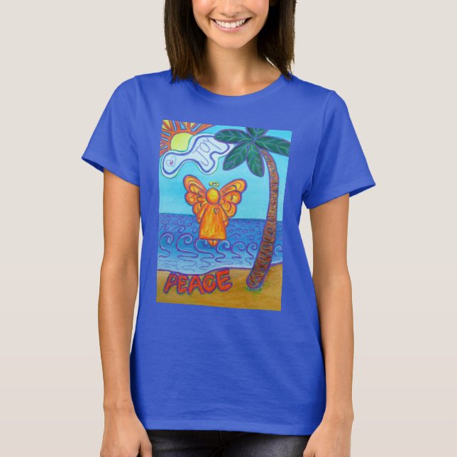 T-shirt Joy and Peace Beach Angel Art (Frente)