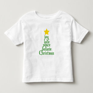T-shirt Joy, Love, Peace, Acredite, Natal
