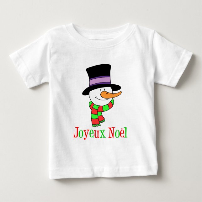 T-shirt Joyeux Noel French Snowman (Frente)