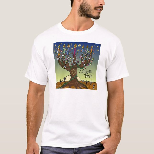 T-shirt Judaica L'shanah Tovah Tree Of Life Gifts Roupa (Frente)