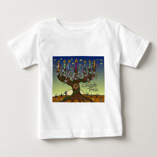 T-shirt Judaica L'shanah Tovah Tree Of Life Gifts Roupa (Frente)