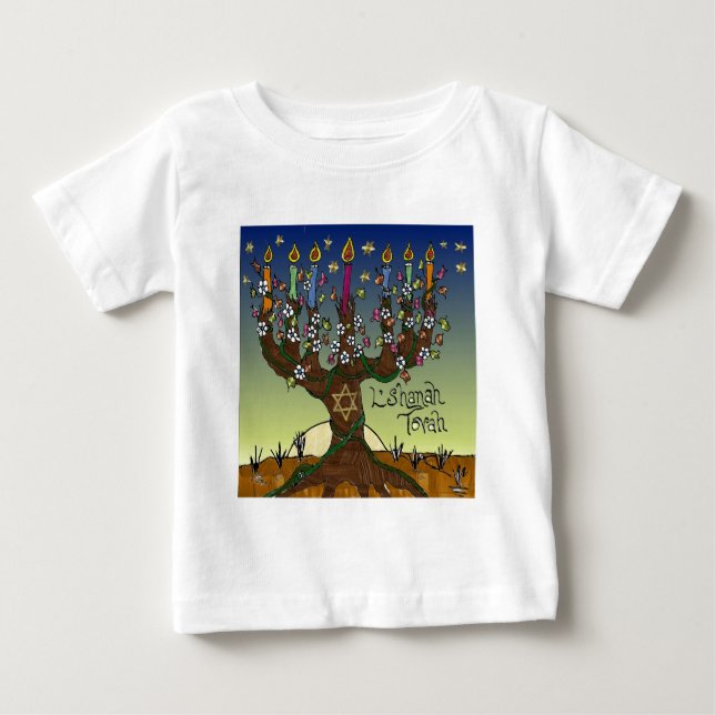 T-shirt Judaica L'shanah Tovah Tree Of Life Gifts Roupa (Frente)