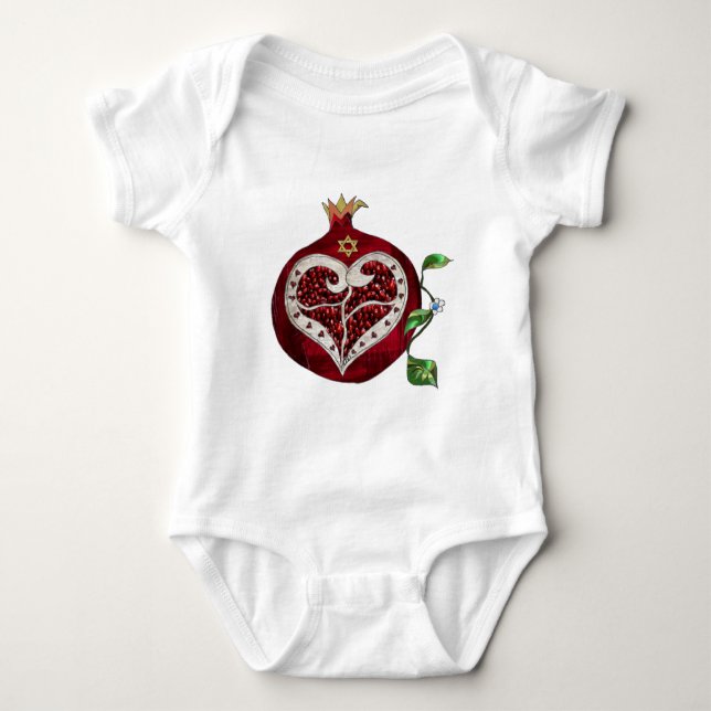T-shirt Judaica Pomegranate Heart Hanukkah Rosh Hashanah (Frente)