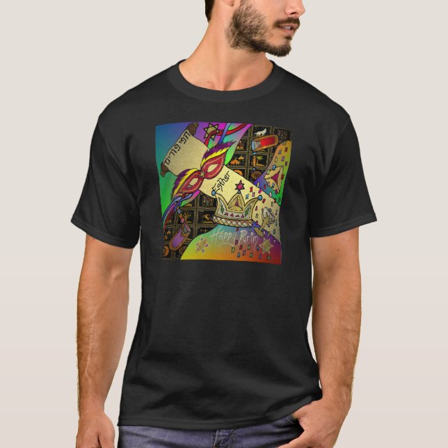 T-shirt Judaica Purim Celebração da Éter Art Impressão (Frente)