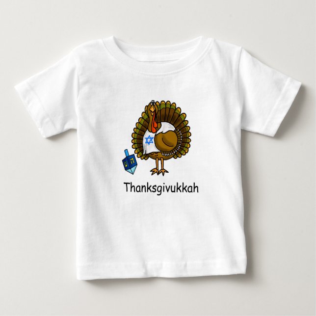 T-shirt judaico do bebê de Thanksgivukkah Turquia (Frente)