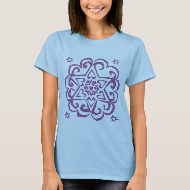 T-shirt Judaico: Mandala da estrela de David e dos (Frente)
