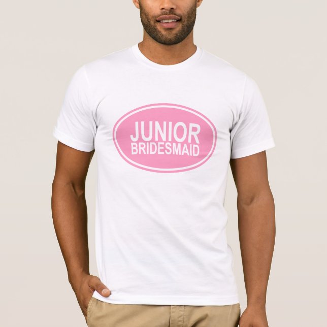 T-shirt Junior Bridesmaid Wedding Oval Pink (Frente)