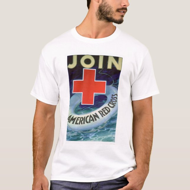 T-shirt Junte-se à cruz vermelha - poupança de vida (Frente)