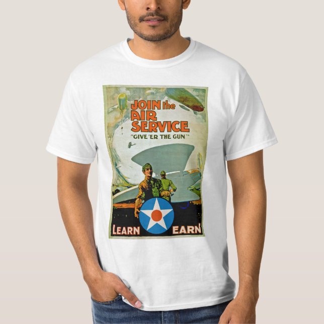 T-shirt Junte-Se Ao Serviço Aéreo - Dê A Arma (Frente)