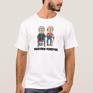 T-shirt Juntos Para Sempre Casal Idoso Desenho Engraçado