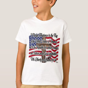 T-shirt Juramento de Lealdade com Bandeira dos EUA e Cruz