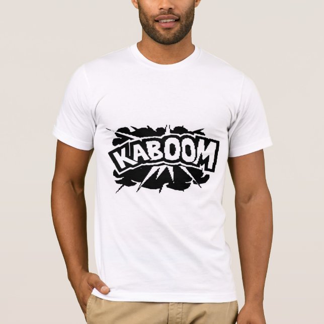 T-shirt KABOOM retro! Explosão - preto & branco (Frente)